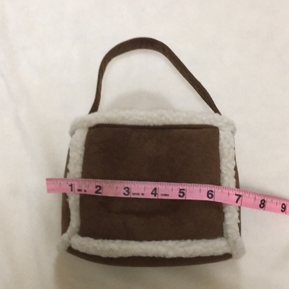 Faux Sherpa Mini Tote Bag Brown - Picture 4 of 5